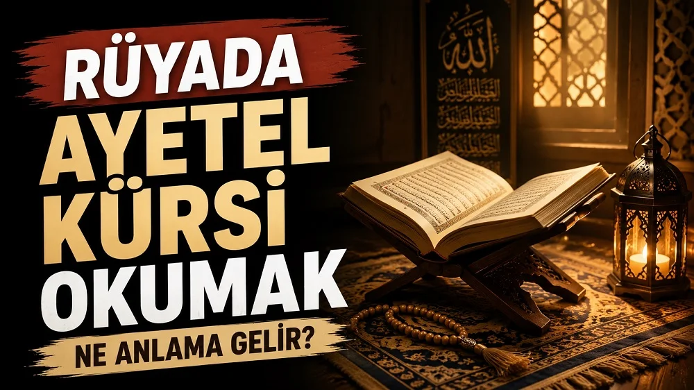 Rüyada Ayetel Kürsi Okumak Ne Anlama Gelir başlıklı, açık Kur’an-ı Kerim, tespih ve kandil ışığının yer aldığı manevi atmosferli blog kapak görseli.