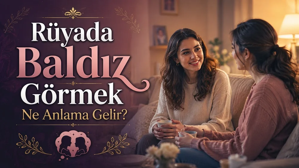 Sıcak ev ortamında koltukta oturup sohbet eden iki kadın; sol tarafta “Rüyada Baldız Görmek Ne Anlama Gelir?” yazısı bulunan blog kapak tasarımı.