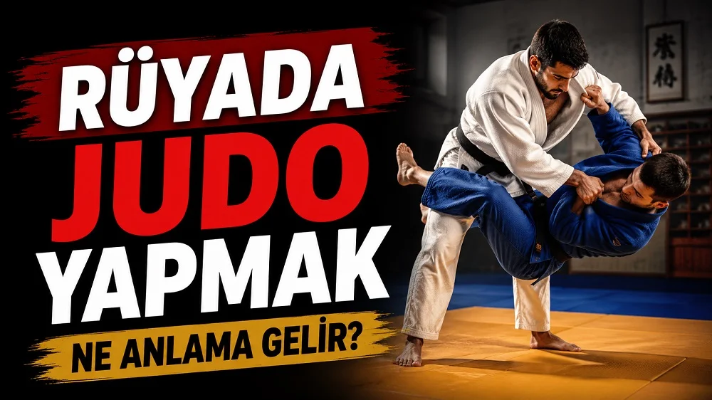 Rüyada judo yapmak ne anlama gelir başlıklı kapak görselinde, minder üzerinde judo yapan iki sporcu ve büyük tipografik başlık yer alıyor.