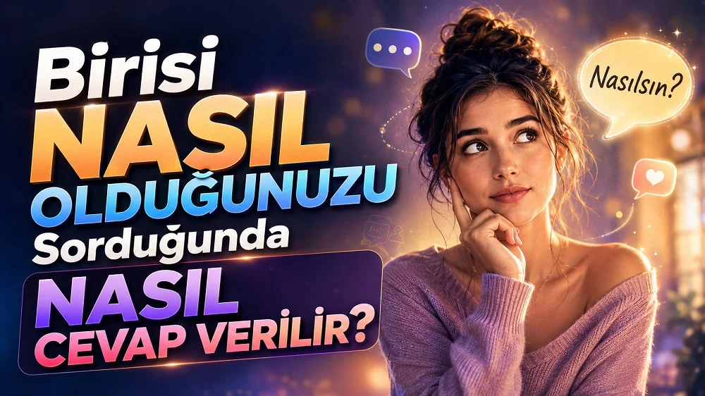 Düşünceli bir şekilde yana bakan genç kadın, konuşma balonları ve büyük başlık yazılarıyla hazırlanmış iletişim temalı kapak tasarımı.