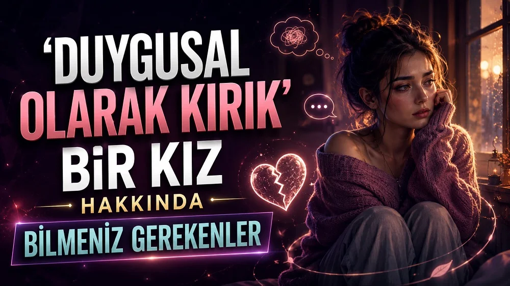 Pencere kenarında üzgün ve düşünceli şekilde oturan genç kadın, kırık kalp ve konuşma balonu simgeleriyle hazırlanmış duygusal kırgınlık temalı kapak tasarımı.