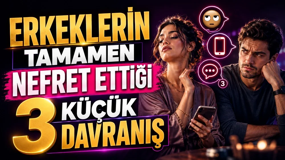 Rahatsız görünen erkek ve kendinden emin duran kadın figürü, telefon ve konuşma balonu simgeleriyle hazırlanmış ilişki davranışları temalı kapak tasarımı.