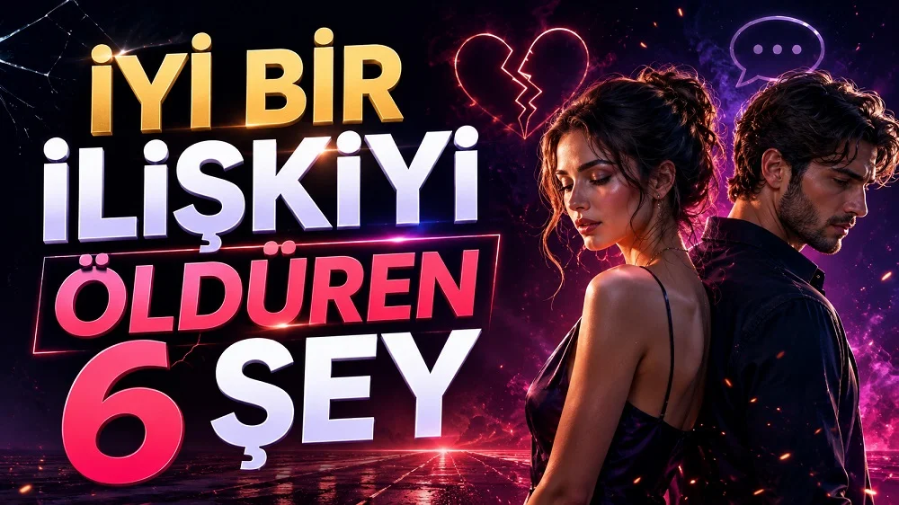 Birbirine sırtını dönmüş üzgün kadın ve erkek figürü, kırık kalp simgesi, koyu dramatik arka plan ve büyük başlık yazılarıyla hazırlanmış ilişki sorunları temalı kapak tasarımı.