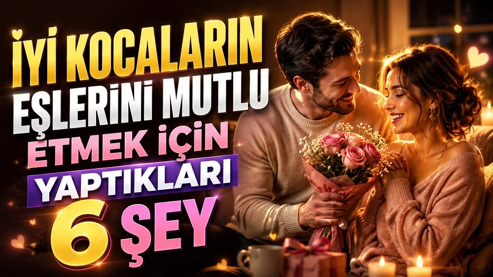 Sıcak ve romantik bir ortamda eşine çiçek veren gülümseyen erkek ile mutlu kadın figürü, kalp detayları ve büyük başlık yazılarıyla hazırlanmış evlilik ve mutluluk temalı kapak tasarımı.