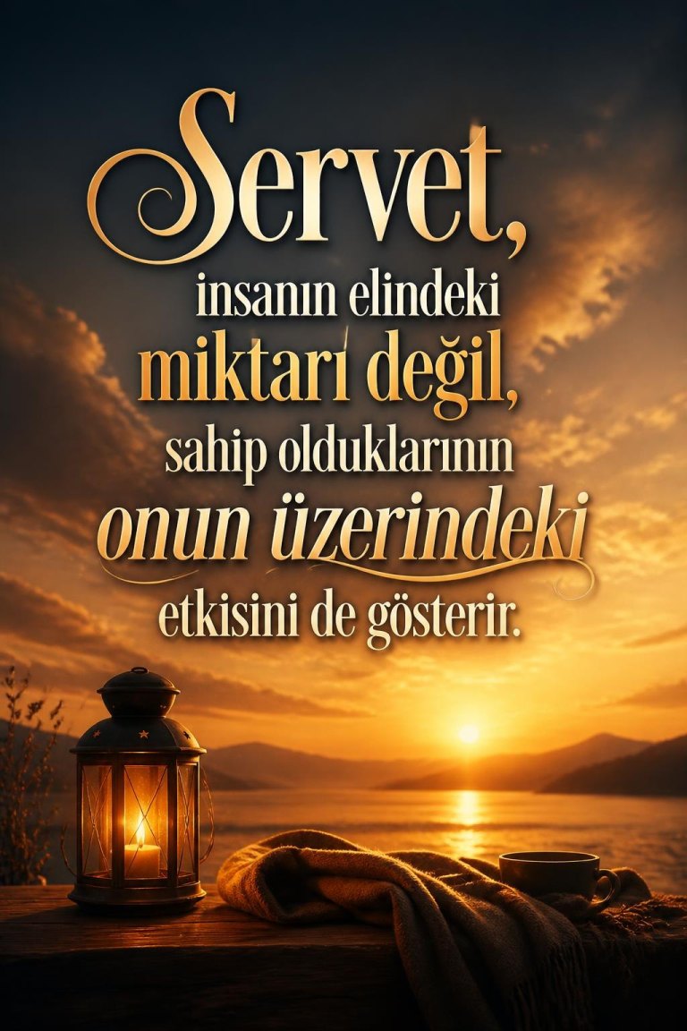 Servet, insanın elindeki miktarı değil, sahip olduklarının onun üzerindeki etkisini de gösterir.