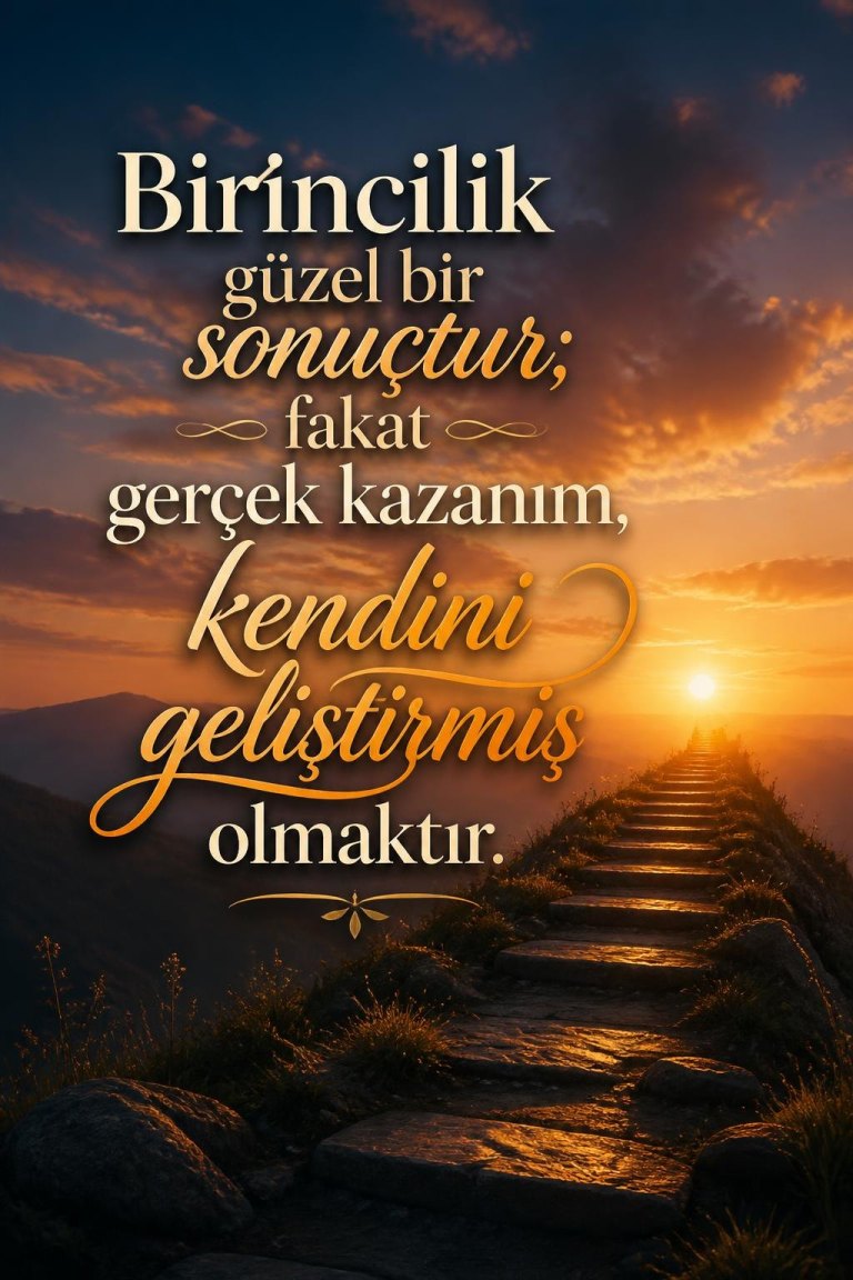 Birincilik güzel bir sonuçtur; fakat gerçek kazanım, kendini geliştirmiş olmaktır.