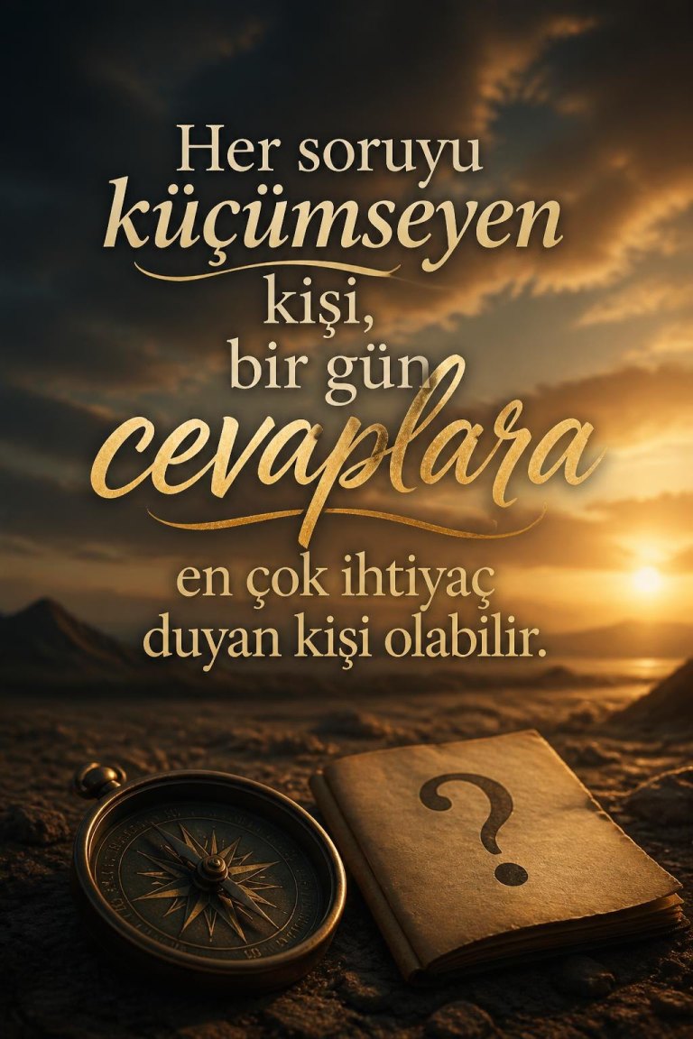 Her soruyu küçümseyen kişi, bir gün cevaplara en çok ihtiyaç duyan kişi olabilir.