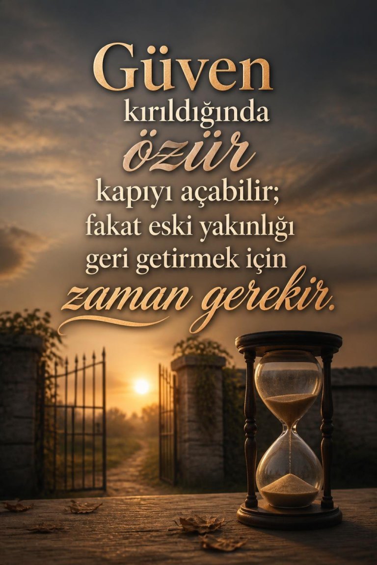 Güven kırıldığında özür kapıyı açabilir; fakat eski yakınlığı geri getirmek için zaman gerekir.