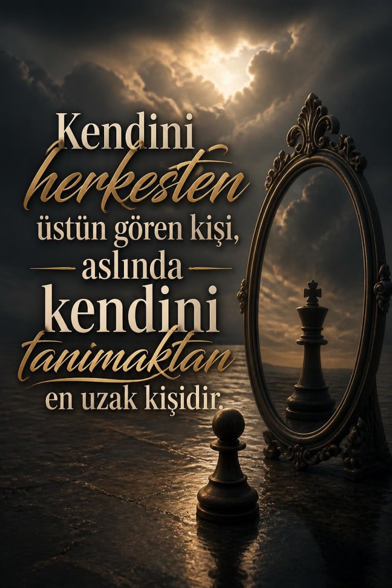 Kendini herkesten üstün gören kişi, aslında kendini tanımaktan en uzak kişidir.