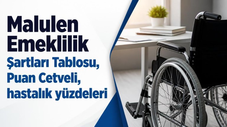 Malulen Emeklilik Şartları Tablosu, Puan Cetveli, hastalık yüzdeleri