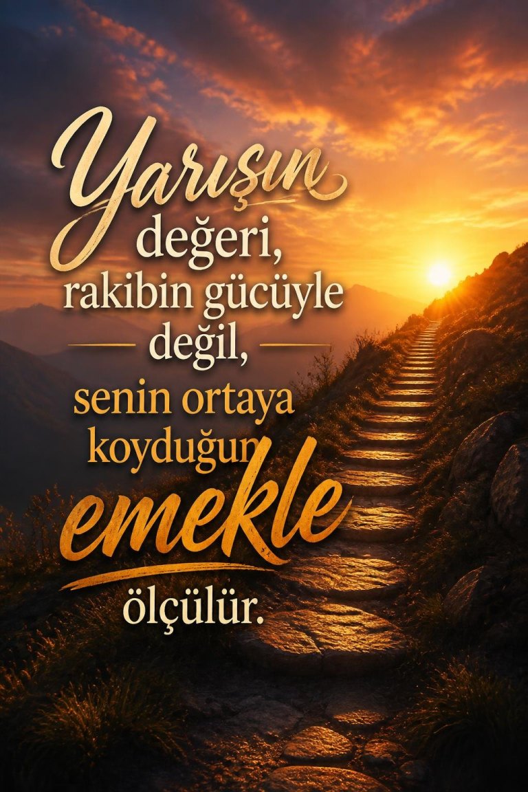 Yarışın değeri, rakibin gücüyle değil, senin ortaya koyduğun emekle ölçülür.