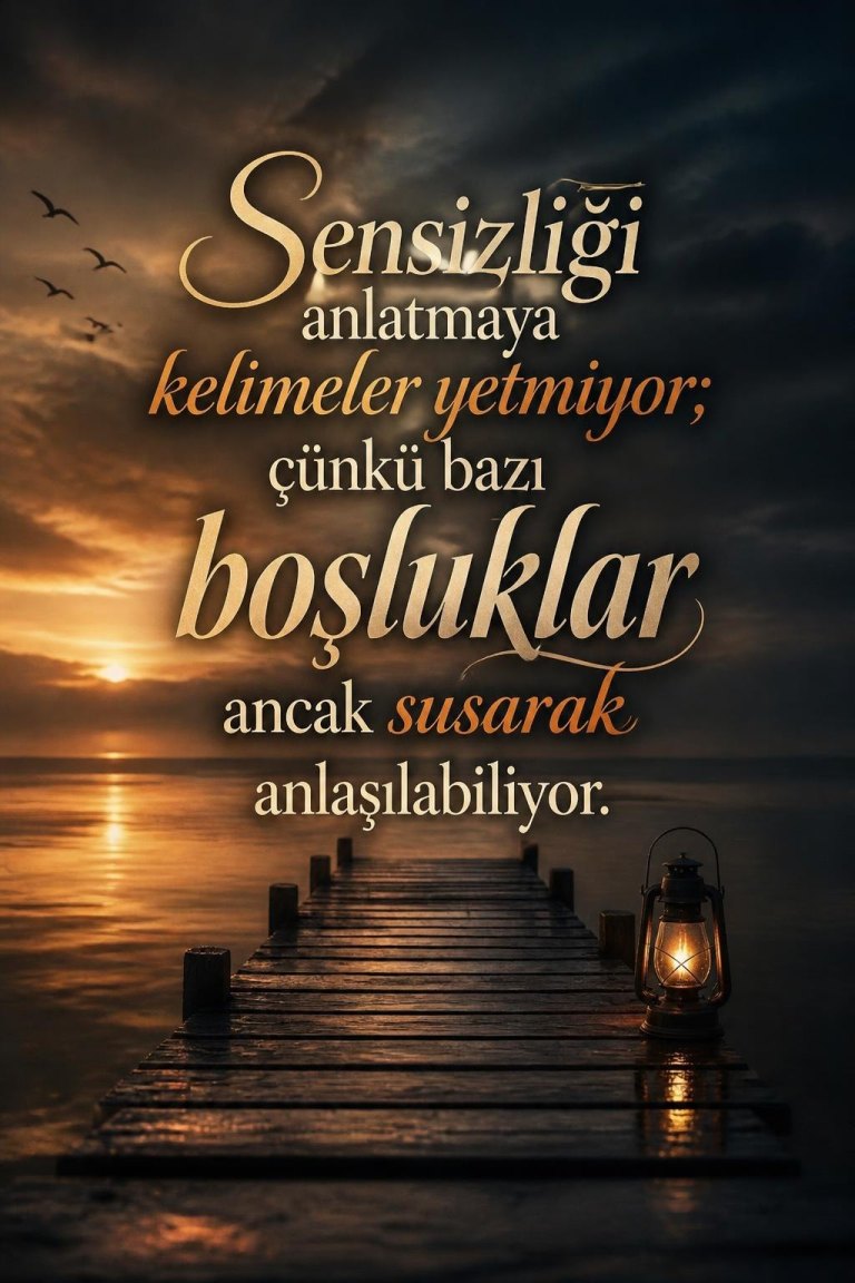 Sensizliği anlatmaya kelimeler yetmiyor; çünkü bazı boşluklar ancak susarak anlaşılabiliyor.